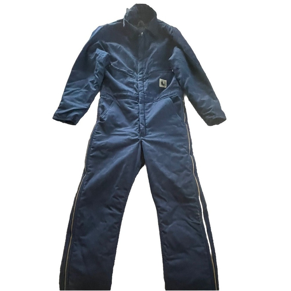 Vtg Berne Bercowear Coveralls Mens Medium Tall Blue Workwear Lined Insulated